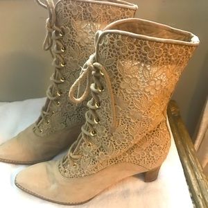 Stuart Weitzman suede and lace boots